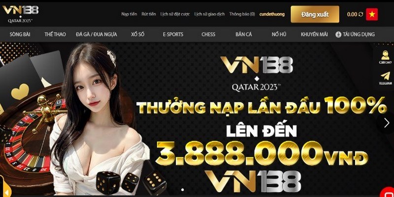 Khuyến mãi VN138 nạp lần đầu nhận thêm 100% giá trị lên đến 3888k